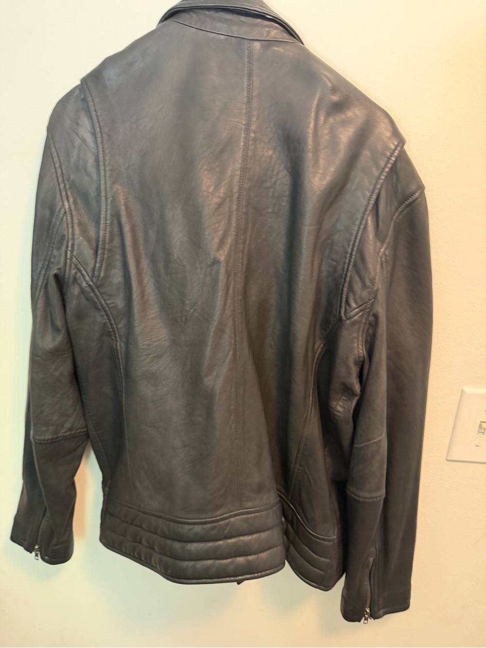 Blank NYC Men's Dark Gray Leather Bomber Jacket
